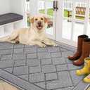 REFETONE Indoor Doormat, Front Back Door Mat 32"x40" Rubber Backing Non Slip Mats, Absorbent Washable Entrance Doormat for Entryway, Resist Dirt Low-Profile Inside Floor Mat for Muddy Shoes Light Grey