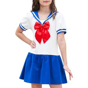Sunny Fashion Girls Dress Sailor School Uniform Navy Suit Size 12 (Blue)
