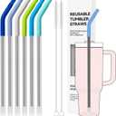Soledea 40 oz Straight Metal Straws for 40 oz Stanley Tumbler, 6Pcs Stainless Steel Reusable Drinking Metal Straw with Colourful Silicone Tips,Straw for Glass Cups, BPA FREE (2)