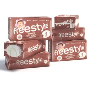 Freestyle Diapers - (Size 1) Hyper Absorbent & Non-Toxic  Disposable Diapers for Sensitive Skin  Ultra Soft Diapers (8-14 lbs)  204 Count