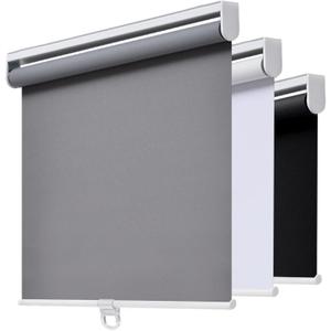 AOSKY Cordless Roller Shades Blackout Blinds for Windows Room Darkening Rolled Up Shades with Spring System, UV Protection Window Shades Door Blinds for Home and Office (28" W x 72" H, Grey)