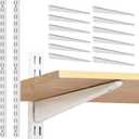 Adjustable Shelf Brackets 10 Pack Heavy Duty 16 Inch Wire Shelf Brackets with 2 Pack 39 Inch Twin Slotted Standard Uprights White