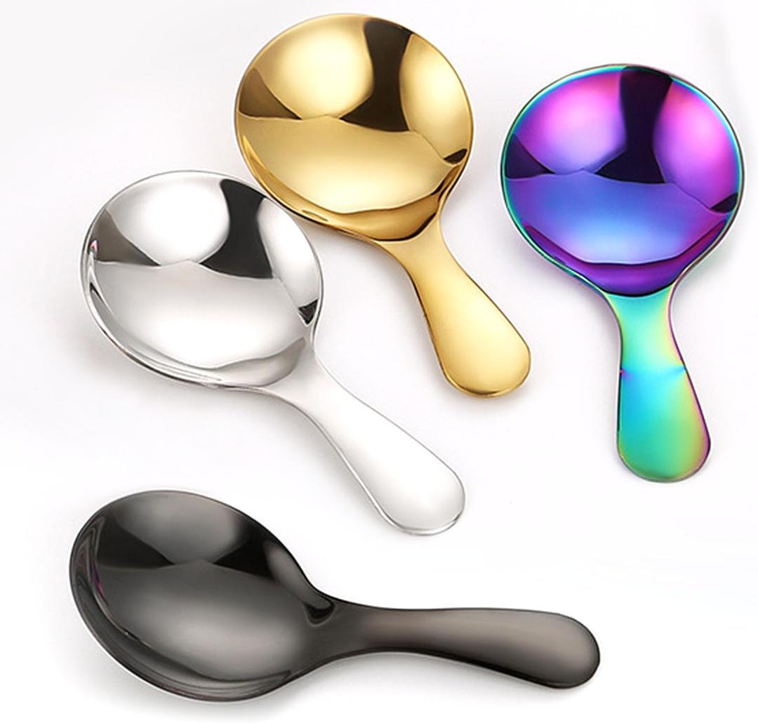 4 Pcs Ice Cream Scoop,Dessert Spoon Set, Easy to Use & Clean - Lightweight Spoon,Iridescent spoon (4)