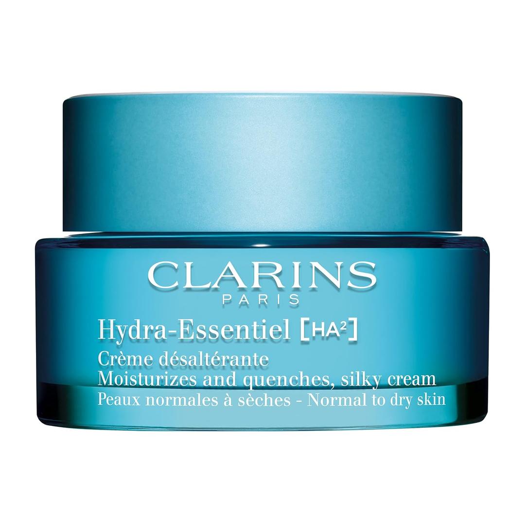 Clarins Hydra-Essentiel Silky Cream|Intensely Hydrating Moisturizer|60 Seconds to Plumper Skin*|Nourishes, Comforts and Softens|Double Dose Hyaluronic Acid|Normal-Dry Skin|1.7 Ounces