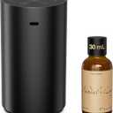 Airversa Waterless Essential Oil Diffuser Starter Kit with 30mL Sandal Lux Fragrance Oil Inspired by Luxury Hotel Scent for Home Car Office, Aroma Air Diffuser, Baterry Operated, ADX-Kit Metal Black