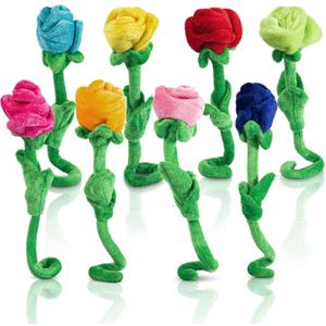 Tplay Rose Flower Plush for Toddlers: Bendable 0-Poke Encased Stems - Safe Worry-Free Play Toy - 15lbs Tear-Resistant Stuffed Bouquet Girl Gift 2-5 Yrs 11"