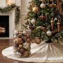 Valery Madelyn 60ct Christmas Tree Decorations Ball Ornament Set, Bronze Copper Brown Gold Shatterproof Hanging Ornaments Bulk for Fall Thanksgiving Autumn Harvest Xmas Holiday Party Decor