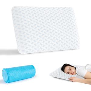 Ultra Thin Pillow 2.75" Cooling Memory Foam Pillows for Stomach Sleeping, Gel Infused Slim Pillow for Side Back Stomach Sleepers, Travel Pillow, Bed Pillow Neck Support, Washable Cover Standard Size (White (1 Pack))