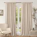 BGment Cream Beige Velvet Curtains 84 Inch for Bedroom, Thick Thermal Insulated Room Darkening Curtains Noise Reduce Back Tab and Rod Pocket Window Panels for Living Room, 2 Panels, 52 x 84 Inch