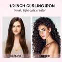 Professional 1/2 Inch Curling Iron, Tiny Curling Wand for Short & Long Hair, Ceramic Small Curling Iron Wand with 2 Temperature, Include Heat Protective Glove, Holiday Birthday Gifts for Women Girl