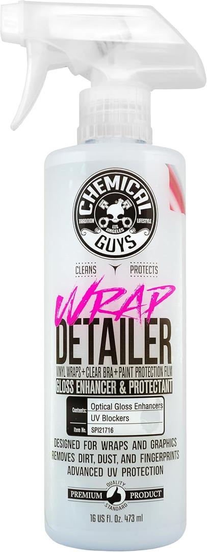 Chemical Guys Wrap Detailer Gloss Enhancer & Protectant - Quick Detailer Spray for Vinyl Wraps, Clear Bra, Paint Protection Film & Graphics, Cars, Trucks, and More - 16 fl oz