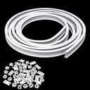 HAPYLY 4.5 Meter Flexible Plastic PVC Curtain Track Runner Rail Wall Ceiling Mounted Fixing Hooks Shower Curtains Room Divider with Instruction Mounting Accessories Include White (Top Clamping)