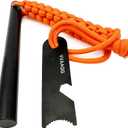 VVAAGG Flint and Steel Fire Starter Kit Survivor, 3/8" 1/2 inch Ferro Rods and Magnesium Rods with Paracord Handle (Orange)