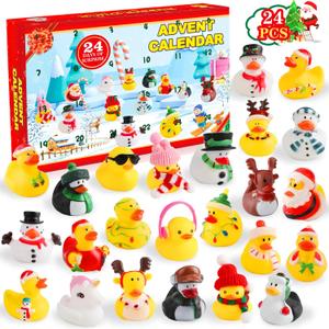 Christmas Advent Calendar 2024 for Kids 24 Days Christmas Countdown Calendar with Rubber Ducks Bath Toys Christmas Party Favors Fun Toys Gifts for Kids Boys Girls Toddlers Children Teens Friends Xmas