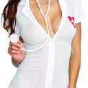 Dreamgirl Women's Sheer White ER Hottie Sexy Nurse-Themed Costume Set