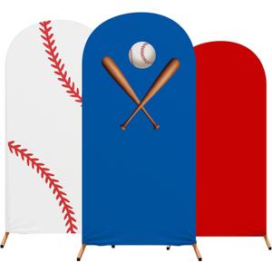3 Pcs Baseball Arch Backdrop Stand Cover 4ft, 5ft, 6ft Spandex Fitted Sports Theme Birthday Arch Cover Photo Background Props for Birthday Party Decoration