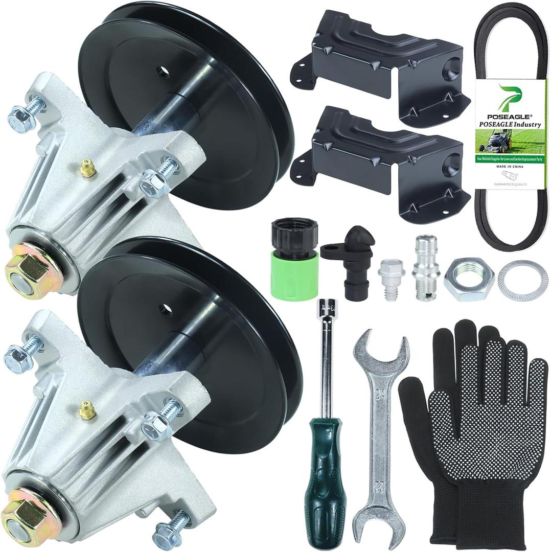2 Pack Pre-Greased 918-06991 Spindle Assembly with 954-04060C Belt 490-900-M061 Deck Wash Kit 783-08510-0637 Belt Cover Replaces 618-06991, 918 06991, 91806991 for Huskee LT4200 Tractors