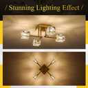 Modern Gold Sputnik Chandeliers 4-Light Crystal Semi Flush Mount Ceiling Light Fixture Industrial 18" Chandelier for Hallway Entryway Kitchen Bedroom Dining Room