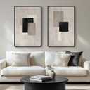 Large Framed Neutral Abstract Wall Art for Living Room Set of 2, 24x36 In, 24" W x 36" H x 2Pcs