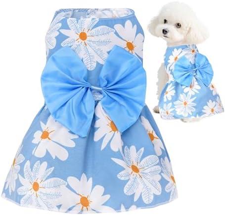 Choyaxo Floral Dog Dress Cute Dog Skirt Pet Dress Summer Pet Clothes for Puppy Small Cats, L