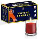 Candle Charisma Red Unscented Votive Candles - 15 Hour Burn time - Set of 36 for Dinner, Wedding, Halloween and Holiday Decorations