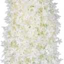Artificial Lilac Flowers Garland 8Pcs-24Branches 33.5in Fake Syringa Wisteria Vines Faux Silk Lilac Hanging Floral Decoration for Indoor Outdoor Wedding Arch Birthday Party Garden Balcony (White)