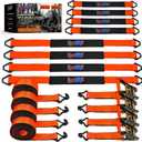 2x180'' Car Trailer Tie Down Straps, Heavy Duty, 10,000 LBS Break Strength, 180in