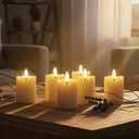 Simplelight Ivory Flameless Votive Candles with Timer, Realistic Black Wick Fall Candles Battery Operated, Battery Included, D 1.8 X H 3.1, Set of 6 for Halloween, Holiday Decoration (Ivory)