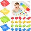 Zaxideel Bathtub Color Sorting Toys for Kids: Foam Bath & Shower Wall Toys for Toddlers, Fine Motor Skills Baby Stacking 2-4 Ages, Suction Bath Boats, Early Learning Children Birthday Gifts