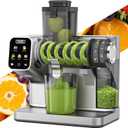 WETIE Cold Press Juicer, Powerful Juicer Machines with Adjustable Juicing Pressure, 99% High Juice Yield, Quiet Slow Masticating Juicer with Touch Screen, 3.54'' Feed Chute, Easy to Clean with Brush (Grey)