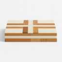 Decorative Storage Box, Handmade Chevron Pattern, Boho Style, Multipurpose Gift Box (white and mango, 12X4X2.5 Inch)