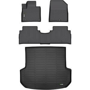 HAFIDI® Floor Mats & Cargo Liner Set Fit for 2016-2020 Kia Sorento (Only 5 Seats,not for 7 Seats) All Weather TPE Anti-Slip Car Full Set Floor Liners Custom Accessories - Black