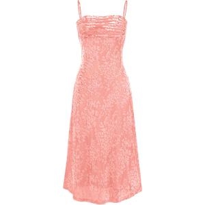 BTFBM Women's Summer Dress Sleeveless Spaghetti Strap Midi Dress Sexy Cowl Neck Floral Cocktail Dress Party Dresses (Pink, M)