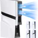 Auto Cooling Fan for P S5 Slim/Pro Console, Silent P5 Accessories Cooling System with Adjustable Speed, Efficient Plugin P S5 Fan Cooling Fan for PlayStation DISC&Digital, Not for Original P5, White