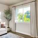 INOVADAY 100% Blackout Curtains for Bedroom, Black Out Curtains 96 Inch Long, Clip Rings Linen Blackout Drapes, Thermal Insulated Room Darkening for Living Room, 2 Panels - Beige,W50xL96