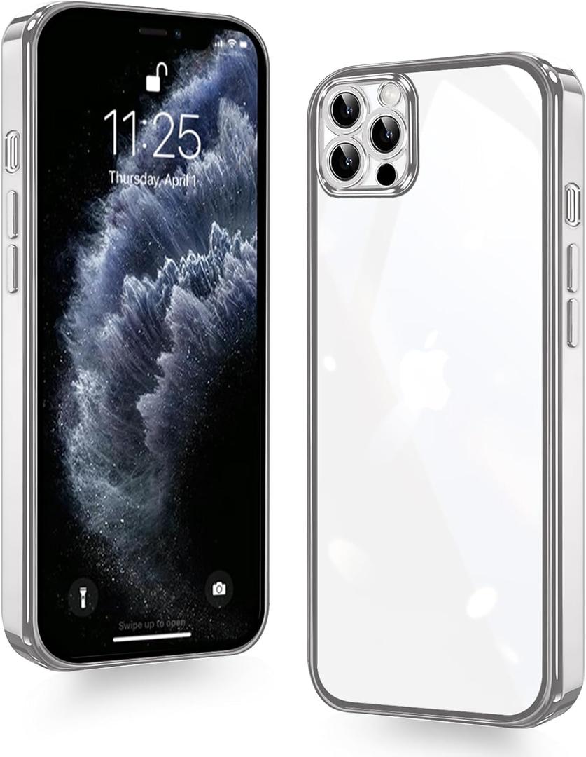 for iPhone 11 Pro Case Clear, Electroplating Protective Case, Thin Soft Transparent Protective Cover, Non-Yellowing Shockproof Military-Grade Protection Anti-Scratch Silver