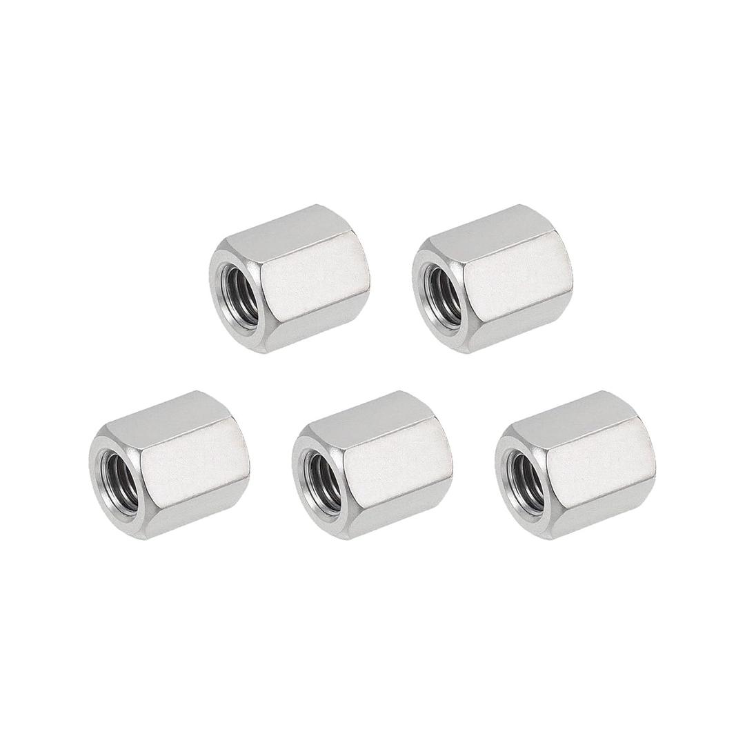 Hex Coupling Nuts, M8 x 1.25-Pitch 15mm/0.59" Length Metric Coarse Thread, 5 Pack 304 Stainless Steel Rod Coupling Nut for Threaded Rods & Studs