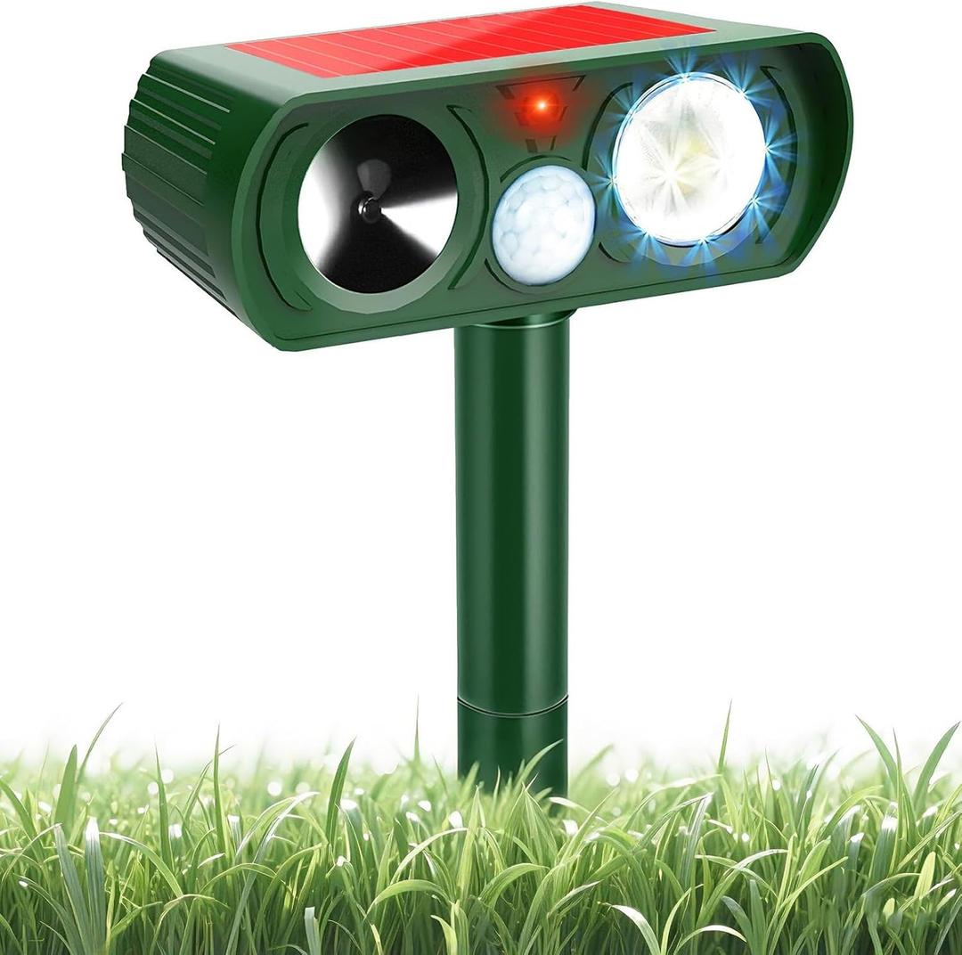 Ultrasonic Cat Deterrent, Motion Detection Solar Cat Deterrent Outdoor with LED Flash Light Waterproof, Suitable for Yard Farms with Cats and Dogs