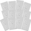 Safety Innovations Self-Closing Babyproof Outlet Covers - (For Center Screw Outlets Only) An Alternative To Wall Socket Plugs for Child Proofing, (12-Pack), (1-Screw), (White) White)