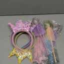 12 Pcs Princess Party Favors Including 6 Glitter Star Fairy Wands and 6 Sequin Princess Crown Headbands for Girls Birthday Party Gifts