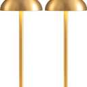 Cordless LED 12" Small Table Lamps Set of 2, Modern Portable Desk Lamp, 3 Color Dimming Rechargeable Battery Lights, for Bedroom, Outdoor, Restaurant, Bedside, Baby Night Light, Gifts (Gold)