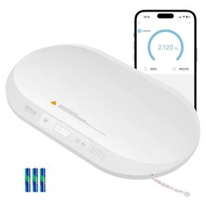 VEVOR Baby Scale, Smart Bluetooth Infant Scale 88LBS Capacity for Weight and Height Track, Digital Toddler Scale with Hold & Tare Function, 5 Units for Babies, Toddlers, Pets