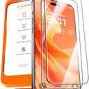 TORRAS Military-Grade Screen Protector for iPhone 15 Pro Max [9H+ Aerospace Tempered Glass＆12FT Shatterproof ] One-Step Installation Full Coverage Fit Bubble Free Top-Notch Protection, 2 Pack