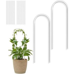 2 Pack Small Plant Trellis for Pots Indoor, Clear Acrylic Hoya Pothos Trelli with 20 Ties