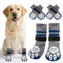 PUPTECK Non-Slip Dog Socks to Prevent Licking Paws, Double Sides Dog Boots & Paw Protectors Booties on Hardwood Floors Hot Pavement with Grippers, for Small Medium Large Senior Dogs, Navy Blue XL