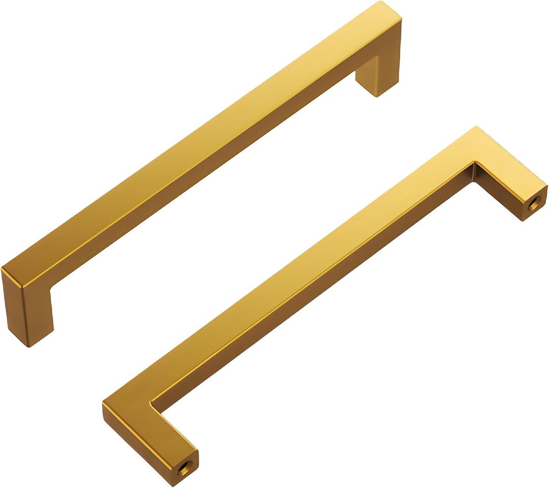 Hickory Hardware Solid Core Kitchen Cabinet Pulls, Luxury Cabinet Handles, Hardware for Doors & Dresser Drawers, 5-1/16 Inch (128mm) Hole Center, Brushed Golden Brass, Skylight Collection (Pack of 1)