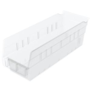 Akro-Mils 30120 Plastic Shelf Bins, Heavy Duty Storage Bins for Garage, Closet, and Drawer Organization, 12-Inch x 4-Inch x 4-Inch, Clear, 24-Pack
