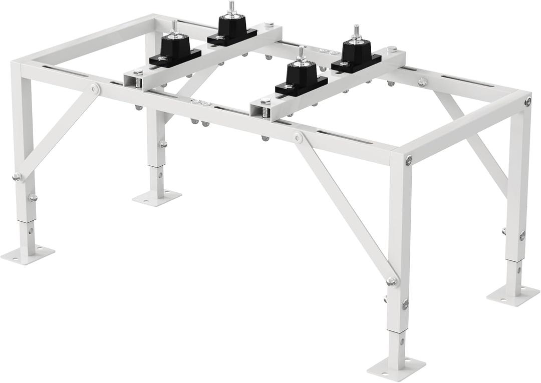 Mini Split Stand Adjustable Mini Split Ground Stand for 9000-12000 BTU Ductless Air Conditioners Heat Pumps Heavy Duty AC Stand Floor Mount Mini Split W/ 400LBS Load Capacity (White)