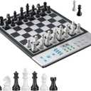 LC2B Advanced Electronic Chess Set with ELO 2200+ Engine & Talking AI Tutor, Comfortable Size Electronic Chess Board Perfect for Chess Lovers, Smart Computer Chess Game Set with Strong Magnet(Silver)