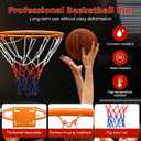 18" Basketball Rim Replacement, Wall Door Mounted Basketball Rim, Heavy Duty Basketball Flex Rim Goal Replacement with Net Fits In-Ground & Wall-Mounted Basketball Hoops, Indoor/Outdoor
